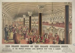 Grand saloon of Hudson River steamboat Drew