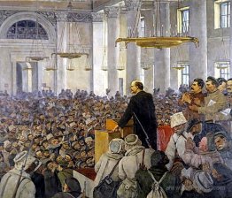 The first speech of Vladimir Lenin in the Smolny. Late version o