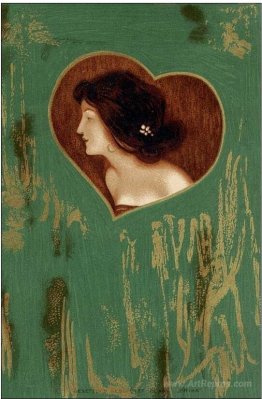 Girls' heads and shoulders on a green panel