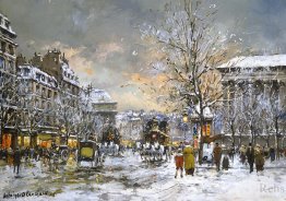 Omnibus on the place de la Madeleine, Winter