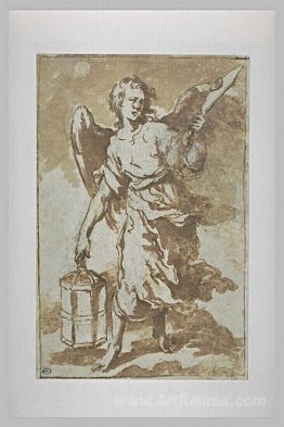 Angel holding the lantern and the sword that was used to cut the