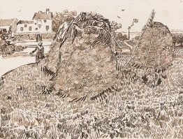 Haystacks near a Farm