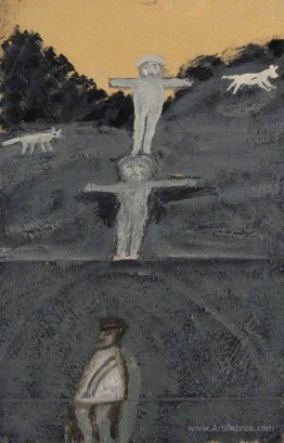 Crucifixion or Allegory with Three Figures and Two Dogs