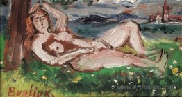 Reclining nude in a landscape