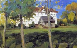 Landscape with white house