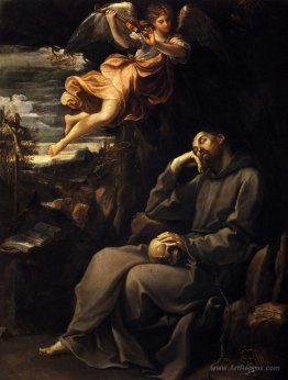 Saint Francis deadened with an angel musician