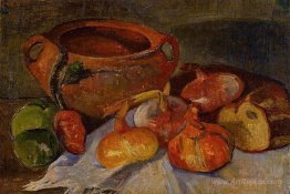 Still Life: Pit, Onions, Bread and Green Apples