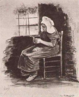 Woman Peeling Potatoes near a Window