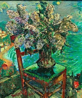 Still life with lilacs by the sea