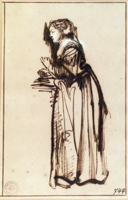 Woman Standing with Raised Hands