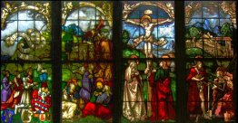 These stained glass windows in the Blumeneck Family Chapel