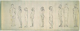 Nine studies of a figure