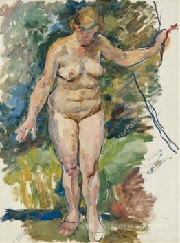 Nude on a background of green. Sketch for painting 'Woman at the