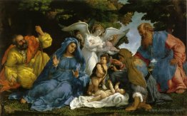 Holy Family with angels and saints