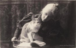 Amelia Van Buren with a Cat