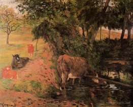 Landscape with cows in an Orchard