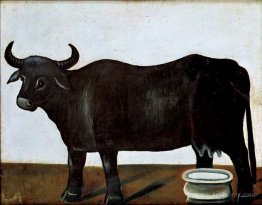 Black buffalo on a white background (part of diptych)