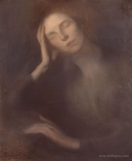 Woman Leaning on a Table