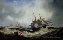 Shipping off Gibraltar in heavy seas