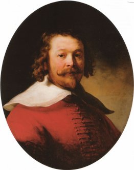 Portrait of a bearded man, bust length, in a red doublet