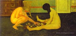 Naked Women Playing Checkers