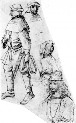 A peasant and three bustlength figures