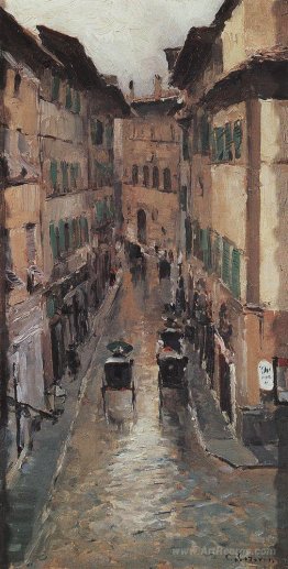 A Florence Street in the Rain