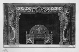 Fireplace: two sides of the well-head lion paws of a lion in a r