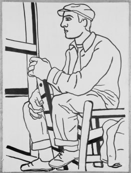 The workman sitting