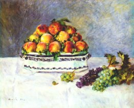 Still life with peaches and grapes