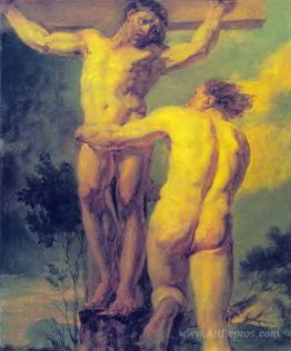 Crucifixion. Etude of two sitters