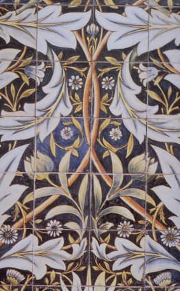 Panel of ceramic tiles designed by Morris and produced by Willia