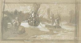 Sketch of scene from Varangian life