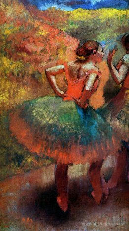 Two Dancers in Green Skirts, Landscape Scener