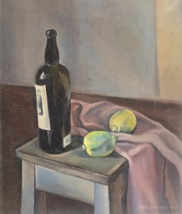 Still Life With Wine Bottle and Lemons