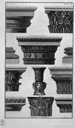 Various capitals (Villa Albani, S Prisca, Praxedes S, S Clement,