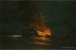 The burning of a Turkish frigate