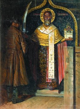 The icon of St. Nicholas with headwater Pinega