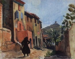 Collioure. Street with the palm 