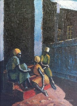 THREE WOMEN ON STEPS