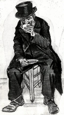 Orphan Man with Top Hat, Drinking Coffee