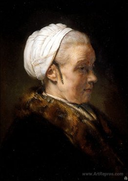 Lighting Study of an Elderly Woman in a White Cap