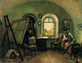 Ivan Shishkin and A. Guinet in the studio on the island of Valaa