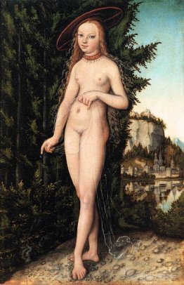 Venus standing in a landscape