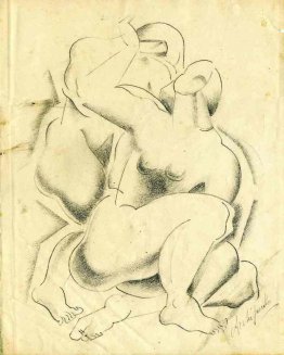 Two nude female figures