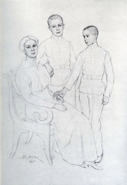 The Family Portrait (Klavdiya Yuon, artist's wife, and sons Bori