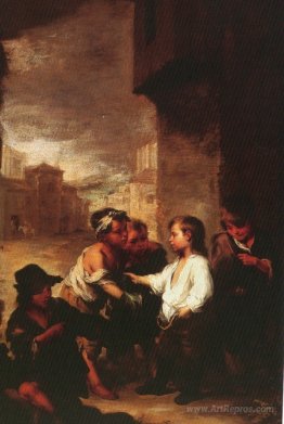 Saint Thomas of Villanueva dividing his clothes among beggar boy