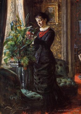 Portrait of Fru Lisen Samson, nee Hirsch, Arranging Flowers at a