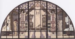 Am Steinhof Church, colored sketch of south window