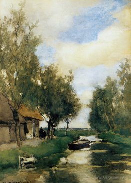 Farm on polder canal